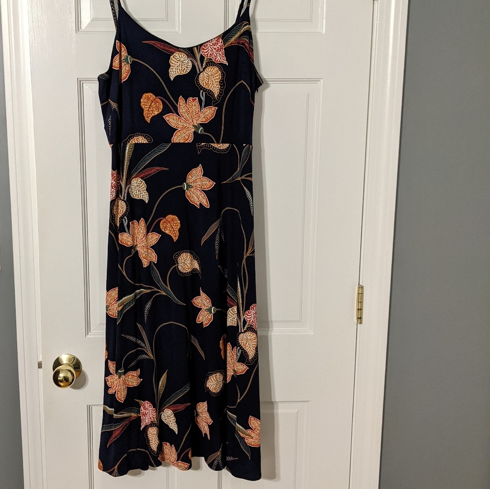 Ann Taylor Loft Navy Blue Strappy Midi Dress